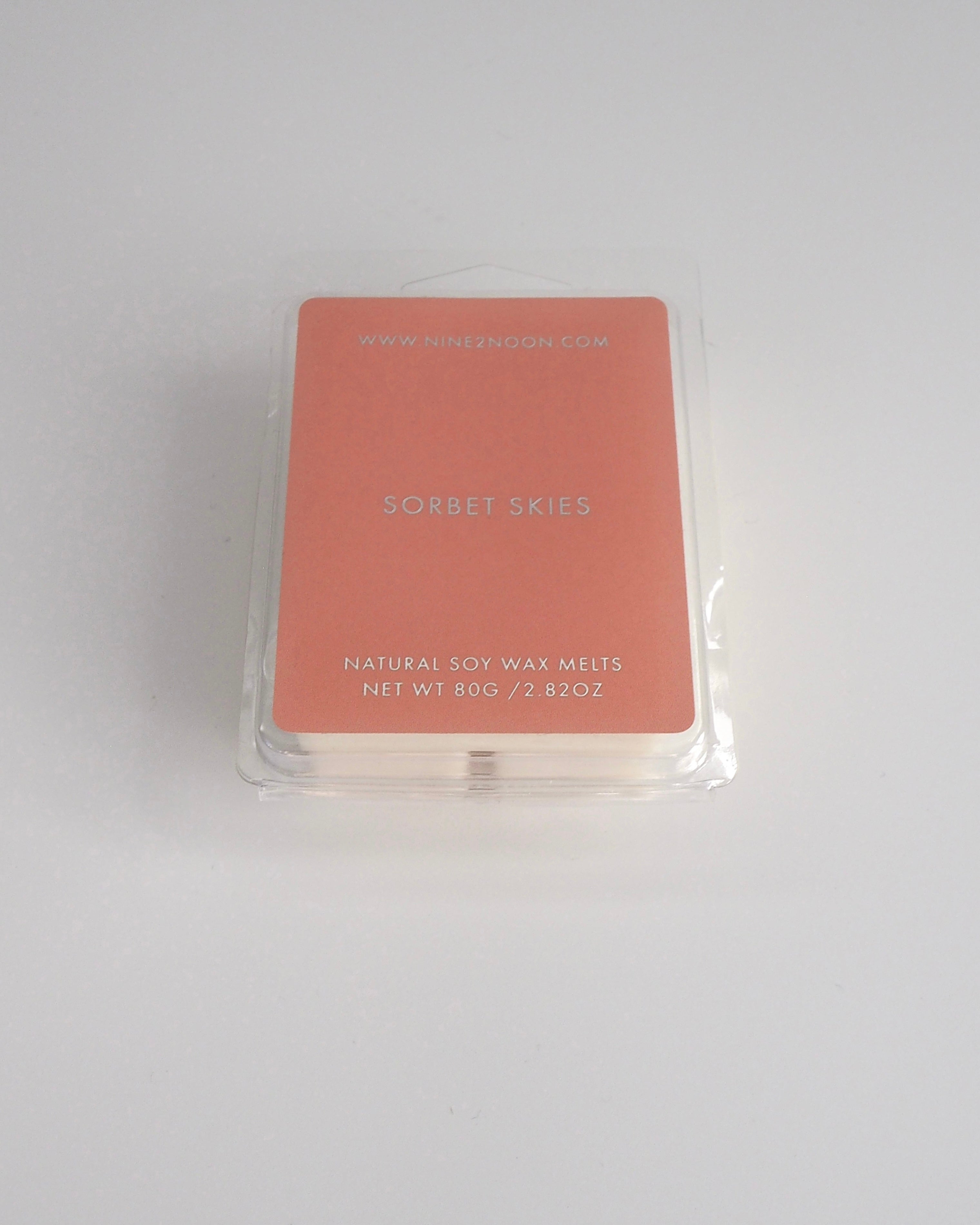 Nine2Noon Sorbet Skies wax melt made with natural soy wax.