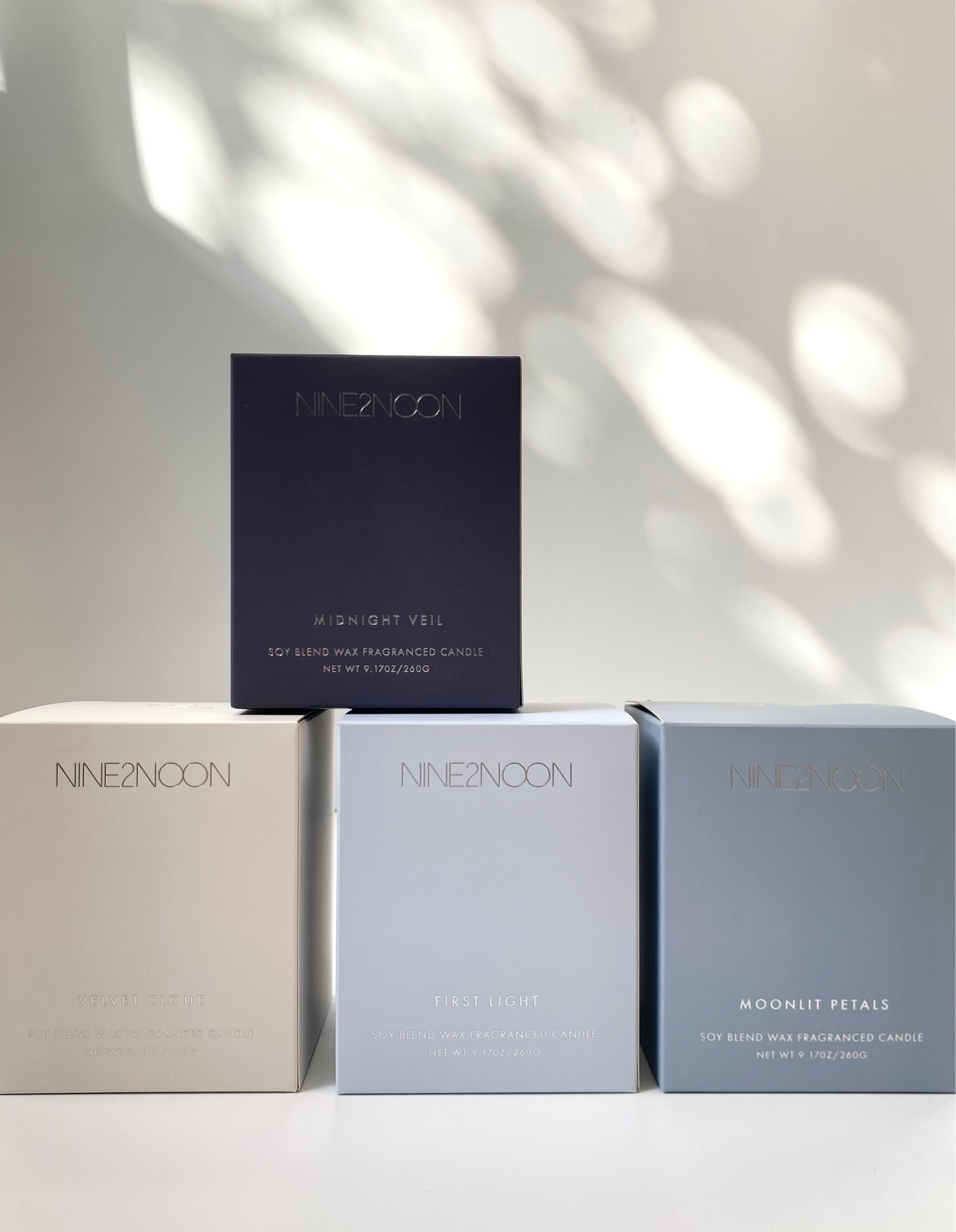 Velvet Cloud, First Light, Moonlit Petals, Midnight Veil